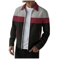 thumbnail image 1 of YYDGH Men's Waffle Lightweight Jacket Full Zip UP Color Block Sweatshirt Jackets Casual Long Sleeve Golf Jackets Outerwear Wine Red M, 1 of 9