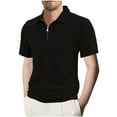 thumbnail image 1 of YYDGH Men's Waffle Polo Shirts Short Sleeve Lapel Zipper Golf Shirts Casual Summer Basic T-Shirt with Pockets, 1 of 9