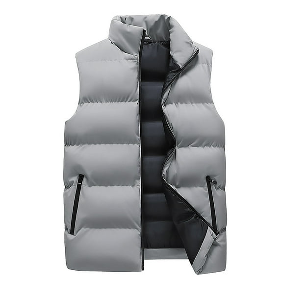 YYDGH Men's Winter Padded Puffer Vest Outdoor Stand Collar Sleeveless Jacket Warm Casual Work Travel Quilted Waistcoat Gray XL