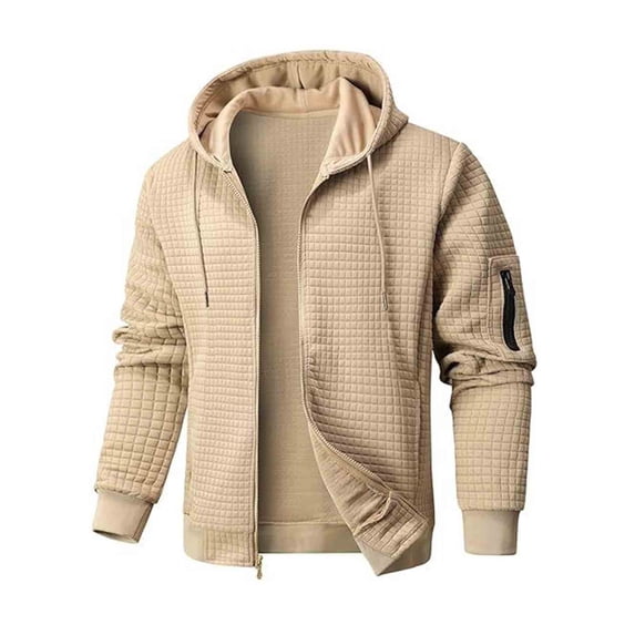 YYDGH Men's Zip Up Hoodies Lightweight Hooded Sweatshirt Jackets Casual Loose Fit Fall Coats with Pocket Cardigan Sweater Khaki XL