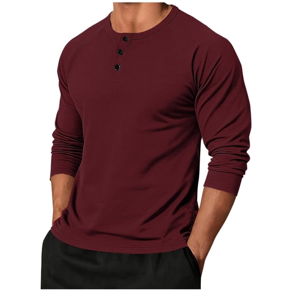 YYDGH Mens Baseball Shirt Raglan Long Sleeve Henley T-Shirt Sport Athletic Tee Color Block Button Crewneck Jersey Tops