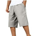 thumbnail image 1 of YYDGH Mens Below Knee 3/4 Long Cargo Shorts Elastic Waist Cotton Summer Casual Twill Capri Pant, 1 of 7