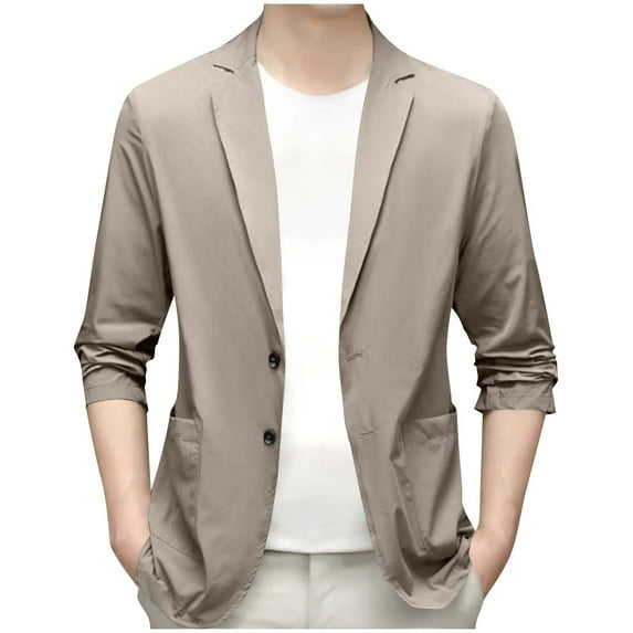 YYDGH Mens Blazers Casual Blazer Button Sport Coats Lightweight Slim Fit Business Suit Jackets Coffee 4XL