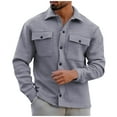 thumbnail image 1 of YYDGH Mens Button Down Jacket Casual Long Sleeve Shirts Ribbed Lightweight Shacket Jacket with Flap Pocket Gray L, 1 of 6