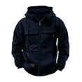 thumbnail image 1 of YYDGH Mens Cargo Hoodies Casual Full Zip Drawstring Hooded Sweatshirts Workout Athletic Jackets Outwear Tactical Outwear Navy Blue XL, 1 of 4