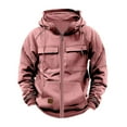 thumbnail image 1 of YYDGH Mens Cargo Hoodies Casual Full Zip Drawstring Hooded Sweatshirts Workout Athletic Jackets Outwear Tactical Outwear Pink S, 1 of 4