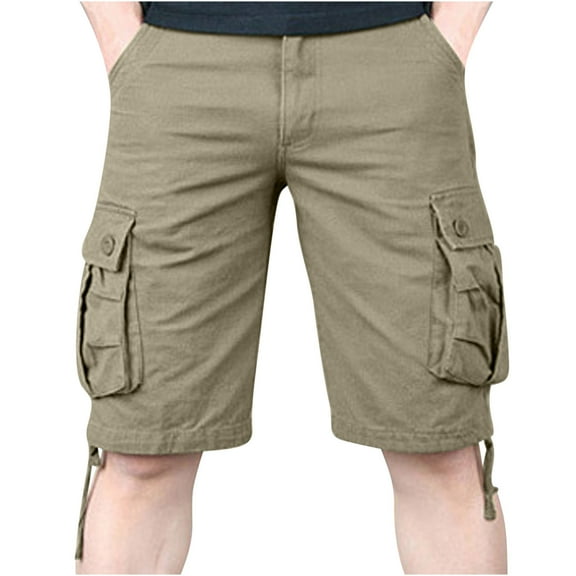 YYDGH Mens Cargo Shorts Cotton Relaxed Lightweight Multi Pocket Short Pants Outdoor Twill Cargo Shorts Yellow M