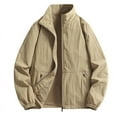 thumbnail image 1 of YYDGH Mens Casual Jacket Coat Zip Up Stand Collar Tops Long Sleeve Jackets Lightweight Solid Color Coats Top with Pockets Khaki M, 1 of 8