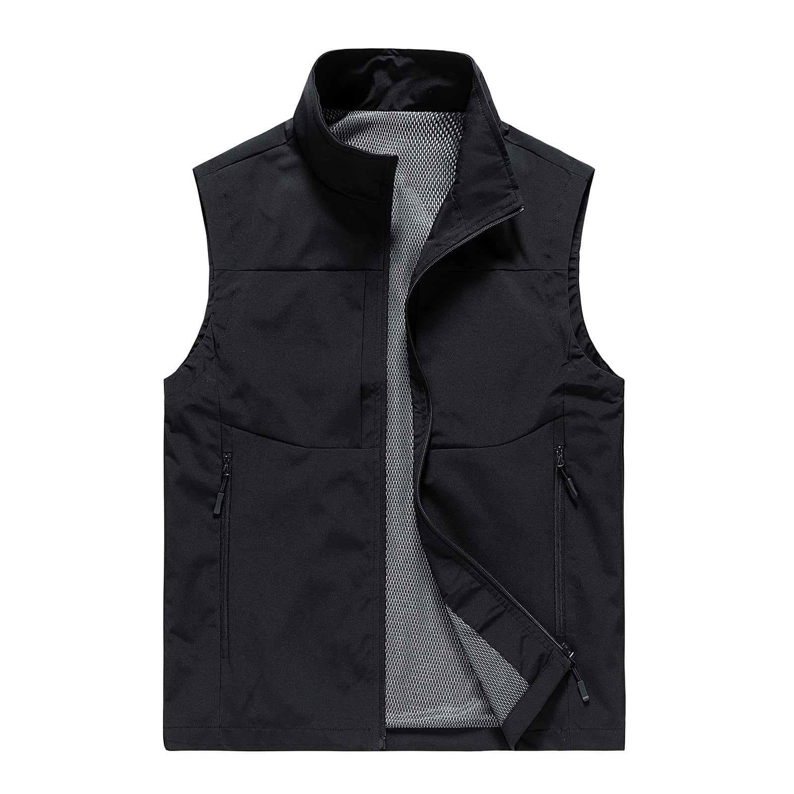 YYDGH Mens Casual Outdoor Vests Full-Zip Lightweight Sleeveless Waistshirts Work Photo Travel Vest With Zip Pockets for Golf Running