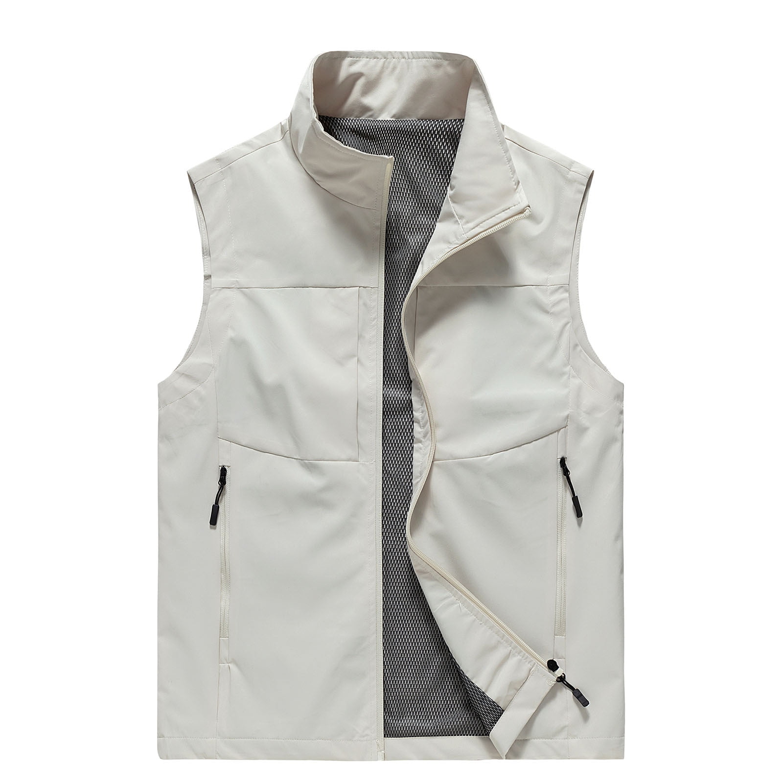 YYDGH Mens Casual Outdoor Vests Full-Zip Lightweight Sleeveless Waistshirts Work Photo Travel Vest With Zip Pockets for Golf Running