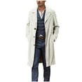 thumbnail image 1 of YYDGH Mens Casual Trench Coat Notched Collar Long Jacket Warm Overcoat Windbreaker Single Breasted Pea Coat wih Pockets Beige XXL, 1 of 6