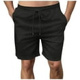 thumbnail image 1 of YYDGH Mens Cotton Linen Shorts Casual Drawstring 7inch Inseam Shorts Stretch Summer Beach Wear, 1 of 7
