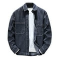thumbnail image 1 of YYDGH Mens Denim Jacket Washed Ripped Flex Stretch Coats Casual Trucker Biker Jeans Jacket for Men with Pockets Blue XXL, 1 of 7