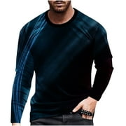 YYDGH Mens Designer T Shirts Plus Size Funny 3D Graphic Print Long Sleeve Crewneck T Shirt Slim Fit Casual Workout Tops(2#-Black,L)