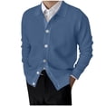 thumbnail image 1 of YYDGH Mens Fall Winter Cardigan Sweater Wool Blend Lapel V Neck Long Sleeve Knitted Cardigan Jacket Blue XL, 1 of 6
