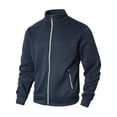 thumbnail image 1 of YYDGH Mens Fleece Lined Jacket Full Zip Up Lightweight Sweater Jackets Casual Warm Fall Winter with Pockets Outdoor Activities Navy Blue XXL, 1 of 9