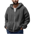 thumbnail image 1 of YYDGH Mens Fuzzy Fleece Sherpa Jacket Long Sleeve Full Zip Hooded Jacketd Casual Warm Plush Winter Coats Outdoor Gray M, 1 of 5