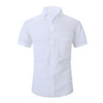 thumbnail image 1 of YYDGH Mens High Stretch Dress Shirts Short Sleeve Button Up Shirts Business Casual Shirt with Pocket White L, 1 of 6