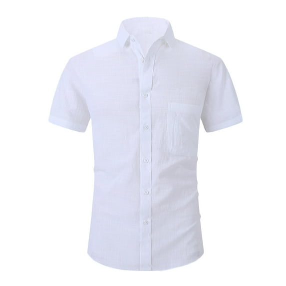 YYDGH Mens High Stretch Dress Shirts Short Sleeve Button Up Shirts Business Casual Shirt with Pocket White S