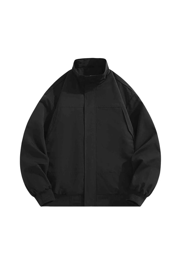 Mens Lightweight Jackets Casual Windbreakers Track Jacket Zip Up Baseball Golf Coats with Pockets Black M