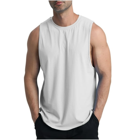 YYDGH Mens Loose Tank Tops Lightweight Muscle Workout Vests Quick Dry Oversized Sleeveless Running Athletic Shirts Tops Casual Underwear Tees Gray M