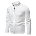 thumbnail image 1 of YYDGH Mens Mock Neck Full Zip Sweatshirts Athletic Jogging Sweatshirts Winter Jackets Coat Sweater Stand Collar Pullover White XXL, 1 of 7