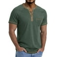 thumbnail image 1 of YYDGH Mens Muscle Henley Shirts Raglan Short Sleeve Casual Button T-Shirts Basic Tee Tops Summer Vintage T Shirt with Pocket, 1 of 6