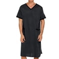 thumbnail image 1 of YYDGH Mens Nightgown V-Neck Pajama Night Shirt for Sleeping Short Sleeve Soft Comfy Loose Kaftan Sleepwear with Pockets, 1 of 6