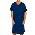 thumbnail image 1 of YYDGH Mens Nightgown V-Neck Pajama Night Shirt for Sleeping Short Sleeve Soft Comfy Loose Kaftan Sleepwear with Pockets, 1 of 6