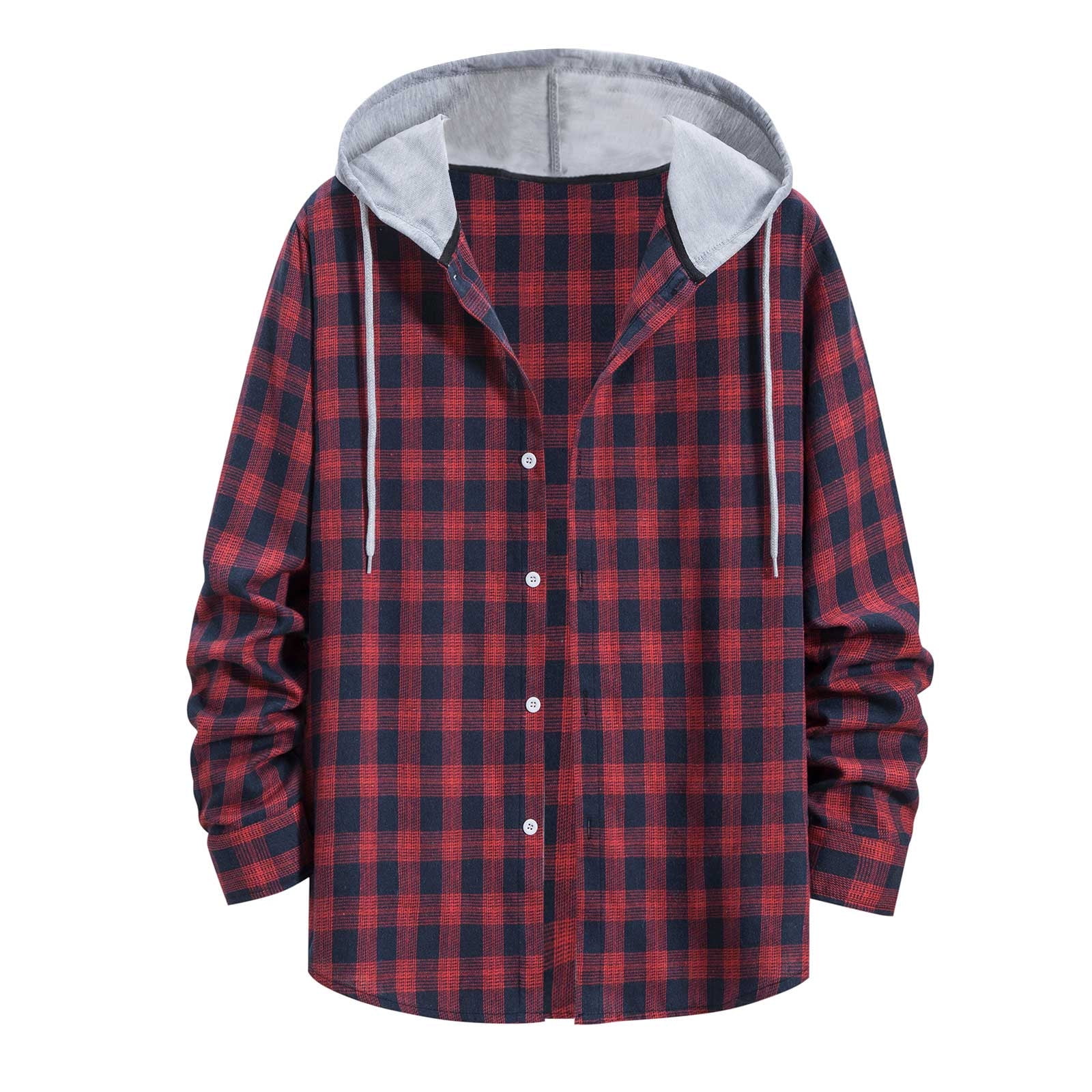 YYDGH Mens Plaid Hoodie Shirts Casual Button Down Long Sleeve