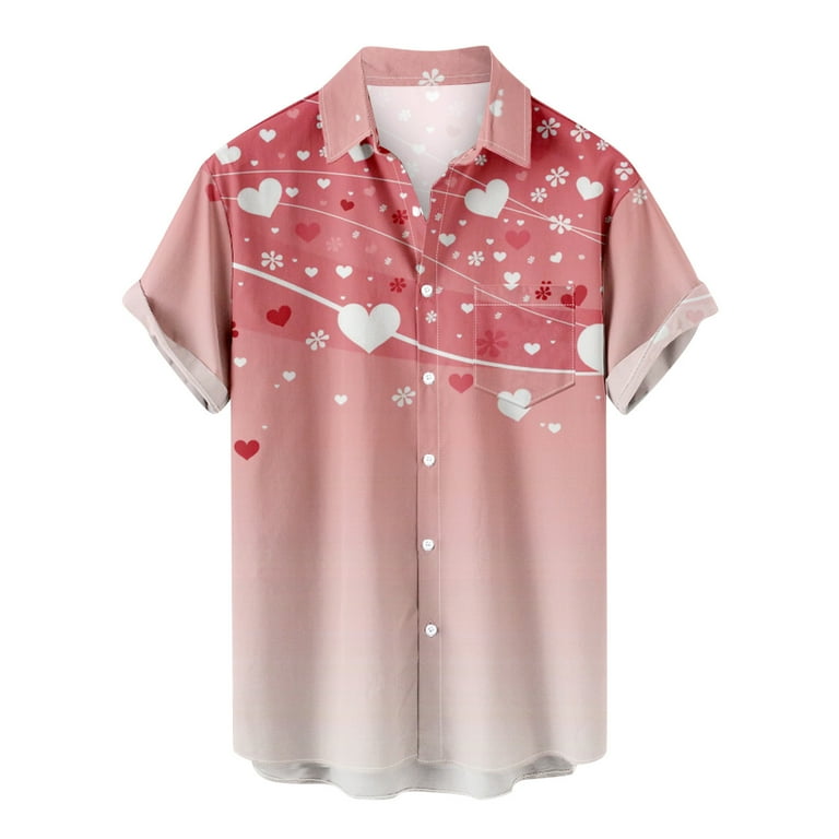 heart print button up shirt