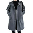 thumbnail image 1 of YYDGH Mens Quilted Lined Trench Coat Casual Long Sleeve Hooded Drawstring Coats Button Down Windproof Windbreaker Lightweight Rain Jackets with Pockets Dark Gray XL, 1 of 4