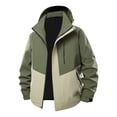 thumbnail image 1 of YYDGH Mens Rain Jacket Lightweight Color Block Windbreaker Jackets Waterproof Full Zip Hooded Hiking Coat Outdoor Army Green 3XL, 1 of 9