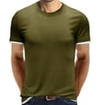 thumbnail image 1 of YYDGH Mens Short Sleeve Crew Neck T-Shirt Contrast Trim Knit Slim-Fit Tees Top Green S, 1 of 5