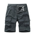 thumbnail image 1 of YYDGH Mens Shorts Casual Drawstring Elastic Waist Basic Shorts Stretchy Zipper Front Breathable Trunks Cargo Shorts Dark Gray S, 1 of 3