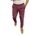 thumbnail image 1 of YYDGH Mens Slim Casual Pants Flat Front Stretch Tapered Chino Pants Workday Straight Leg Solid Color Fashion Trousers, 1 of 6