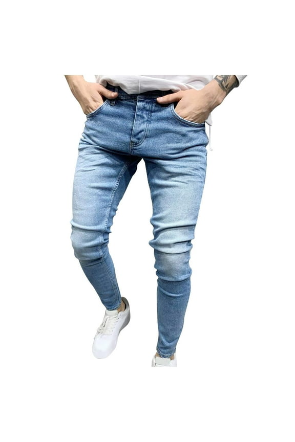 Mens Slim Fit SkinnyJ eans Stretch Tapered Jean Pants Casual Denim Moto Biker Jeans Punk Gothic Zipper Denim Pants Hip hop Trousers
