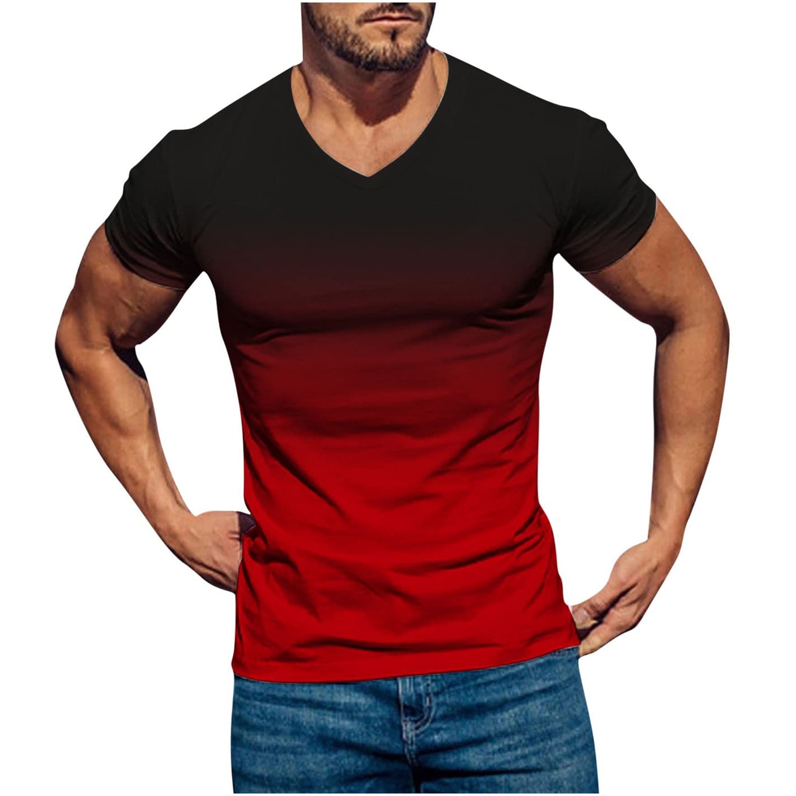 Shirt short sleeve man Crew V black red