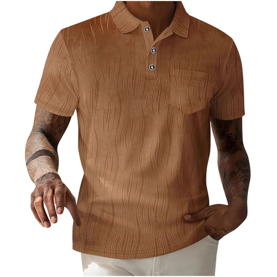 YYDGH Mens Textured Knit Polo Shirts Short Sleeve Business Dress Shirts Regular Fit Stretchy Golf Shirts