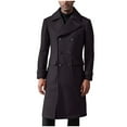 thumbnail image 1 of YYDGH Mens Trench Coat Notch Lapel Double Breasted Peacoat Wool Blend Winter Coat Casual Long Overcoat Black XL, 1 of 5