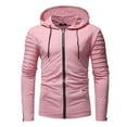thumbnail image 1 of YYDGH Mens Zip Up Hoodie Lightweight Hoodie Full Zip Running Jacket Workout Drawstring Hoodies Hooded Sweatshirt Zipper Pocket(Pink,L), 1 of 7
