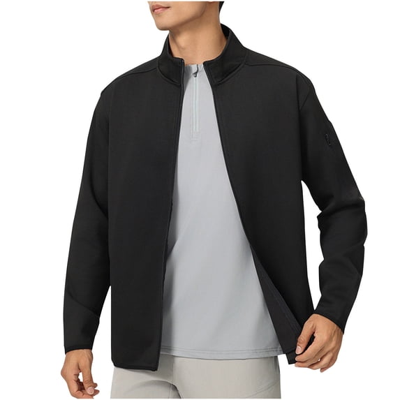 YYDGH Mens Zip Up Shell Jackets Long Sleeve Stand Collar Jackets Casual Lightweight Fall Winter Coat Outwear XXL