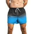 thumbnail image 1 of YYDGH On Clearance Gradient Swim Trunks for Mens Quick Dry Board Beach Shorts Drawstring Hawaiian Shorts Swimwear with Mesh Lining(2#-Blue,L), 1 of 6