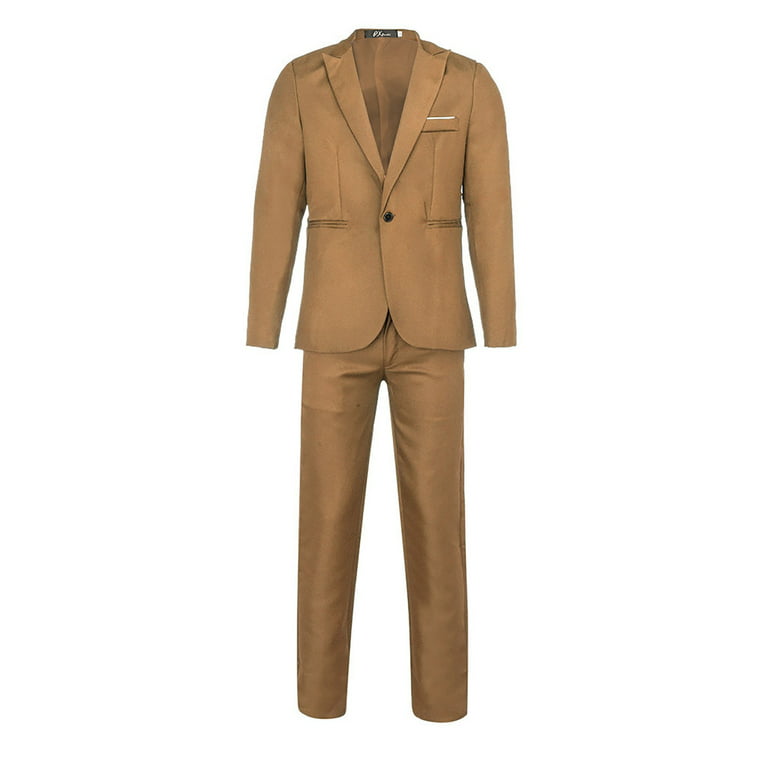 Men's Two Button Suit - Camel ~ Khaki