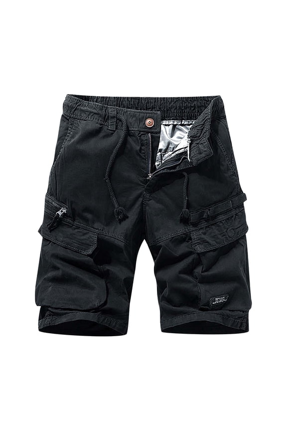 Men's Cargo Shorts Relaxed Fit Multi-Pocket Outdoor Camouflage Lightweight Shorts(No Belt)(Black,32)