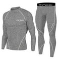 thumbnail image 1 of YYDGH Men's Sports Running Set Compression Shirt + Pants Skin-Tight Long Sleeves Quick Dry Fitness Tracksuit Gym Yoga Suits(Gray,3XL), 1 of 4