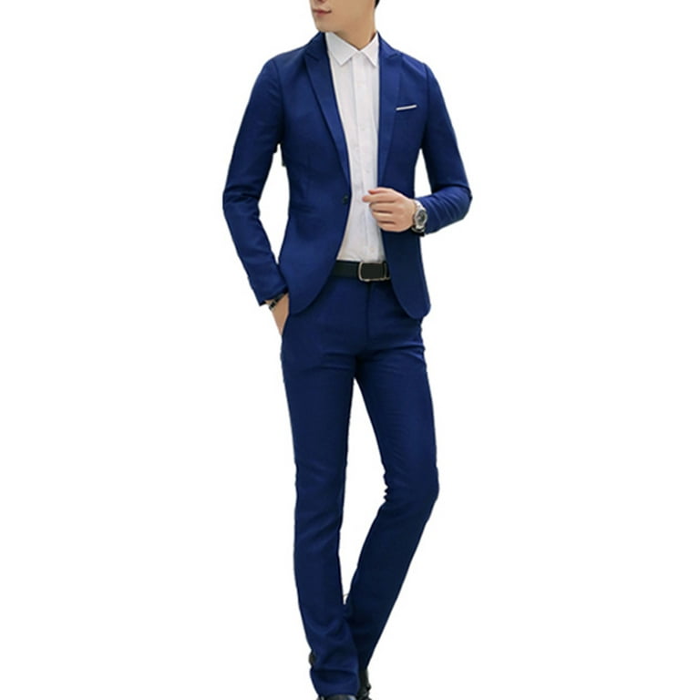 YYDGH On Clearance Men's Suits 3 Piece Slim Fit Suit Set,One Button Wedding  Business Tuxedo Solid Blazer Jacket Vest Pants(Dark Blue,5XL)