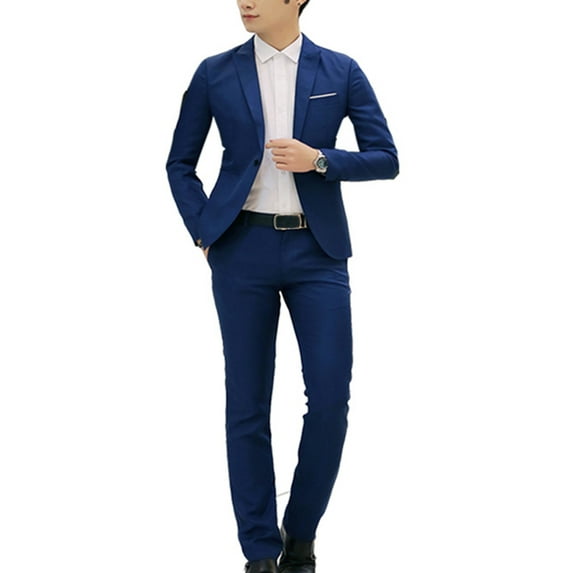 YYDGH Men's Suits 3 Piece Slim Fit Suit Set,One Button Wedding Business Tuxedo Solid Blazer Jacket Vest Pants(Navy,3XL)