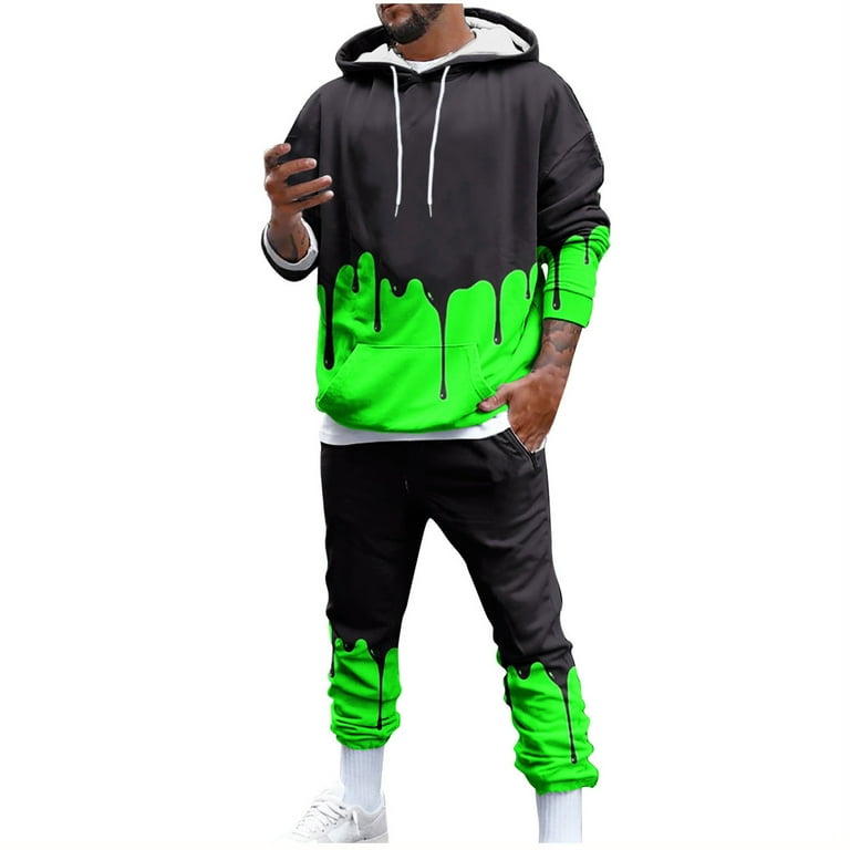 Mens Jogger Tracksuit 2 Piece Casual Pants Hoodie Sweatsuit Set