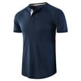 thumbnail image 1 of YYDGH On Clearance Mens Slim Fit Waffle Henley Shirt Casual Lightweight Front Placket Short Sleeve Button Up Shirts Muscle Jerseys Tee Tops(Blue,XL), 1 of 5